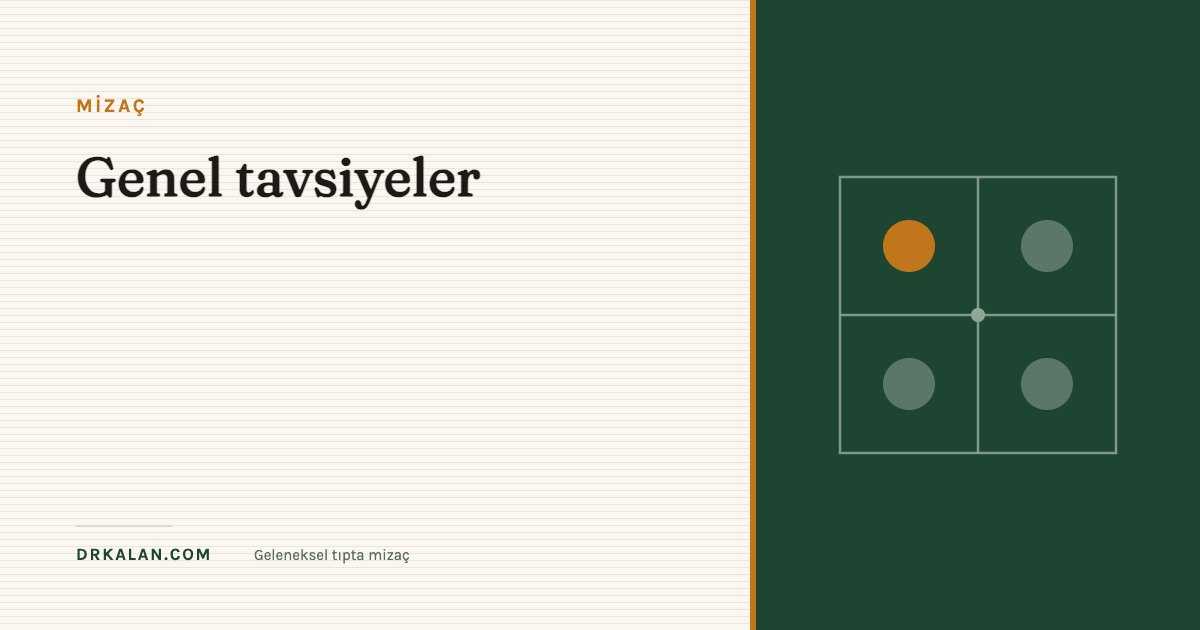 Genel tavsiyeler