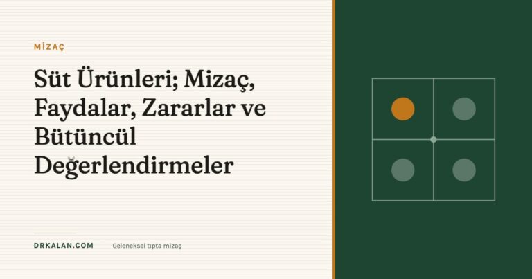 Süt Ürünleri; Mizaç, Faydalar, Zararlar ve Bütüncül Değerlendirmeler